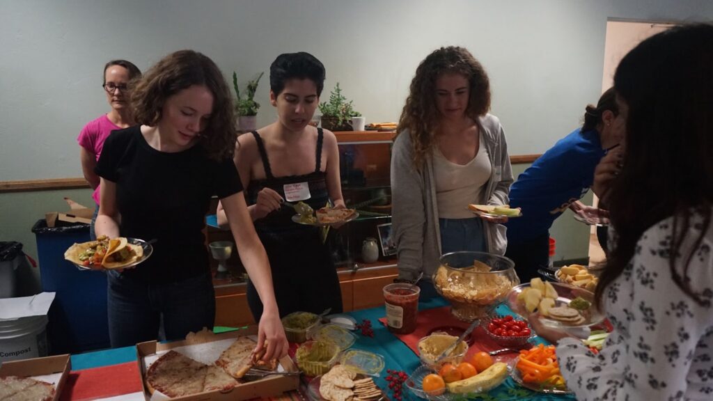 Participants of the Youth Climate Action Summit taking a snack break.